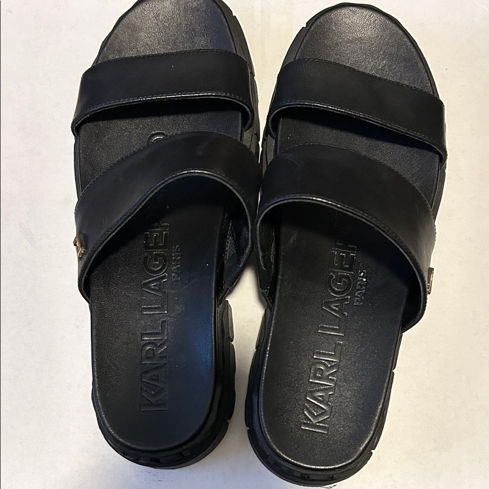 Karl Lagerfeld Black Embossed Sandals